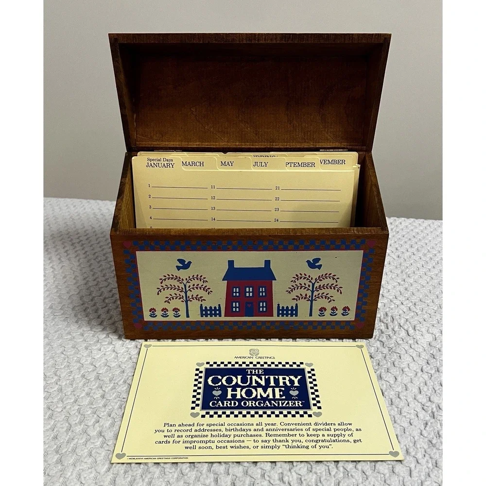 American Greetings Country Home Card Organizer Coutagecore Primitive Vtg